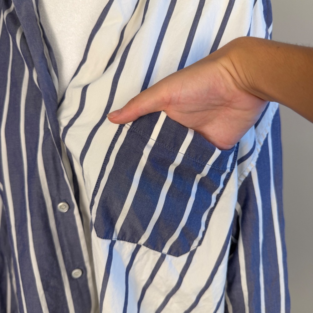 Weekend Max Mara Libano Shirt Blue White Stripe Oversized Cotton Button Down - Picture 9 of 9